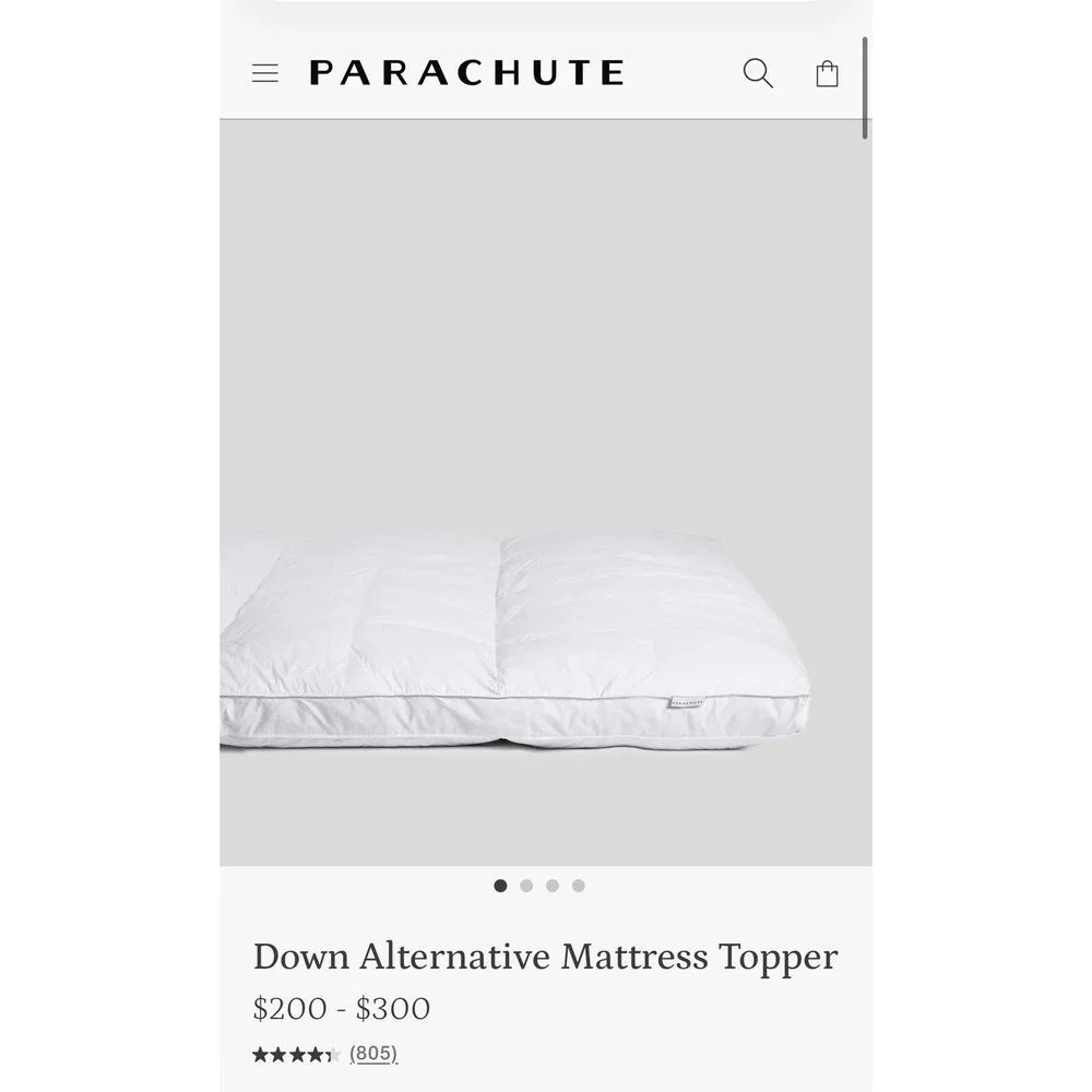Parachute King Down Alternative Mattress Topper White Cotton Sateen